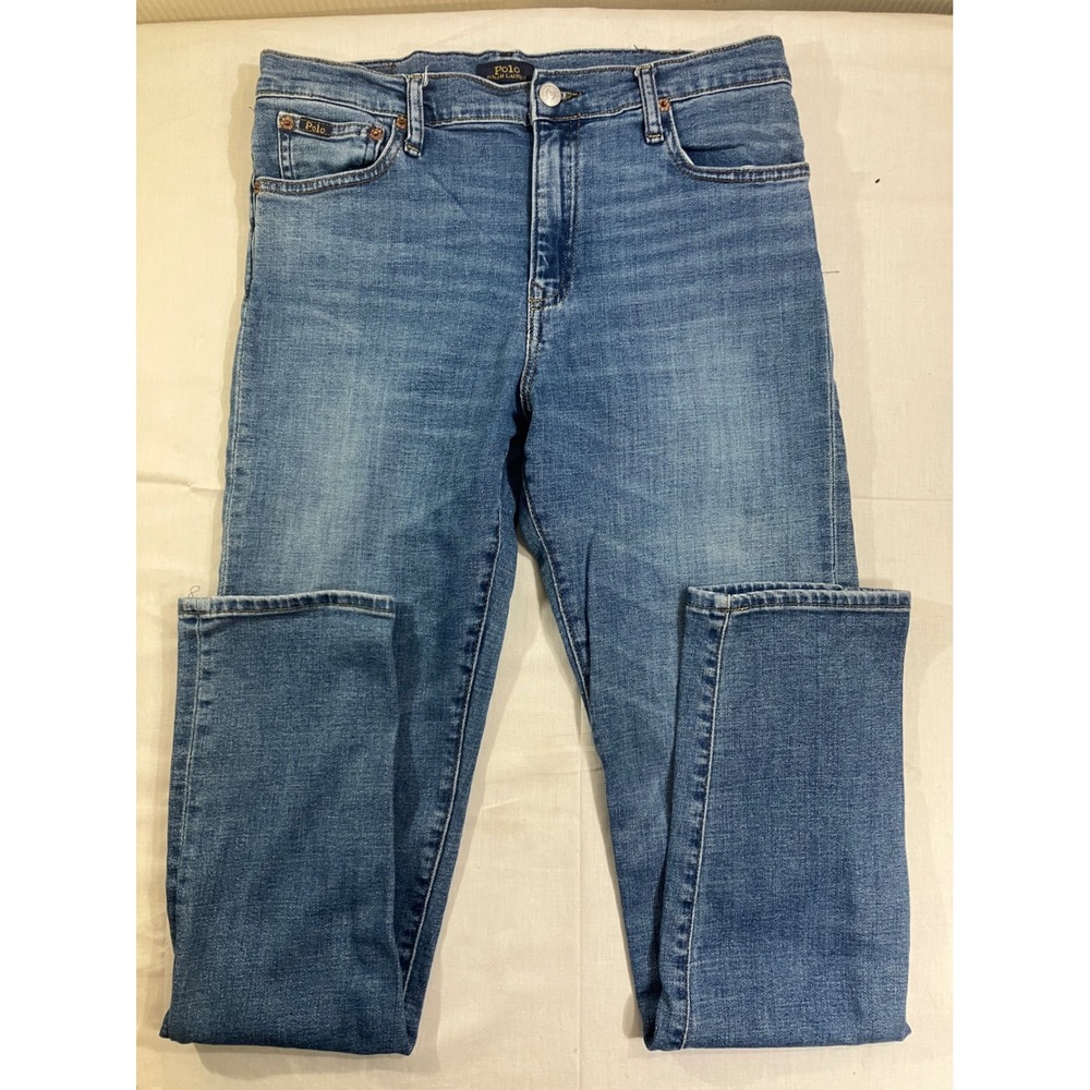 Polo Ralph Lauren‎ Mens Slim Fit Medium Wash Blue Stretch Denim Jeans 32x30